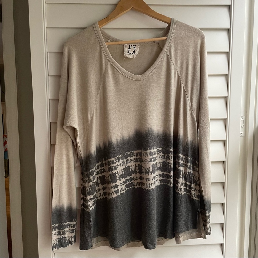 Long sleeved PPLA shirt with tie dye details.